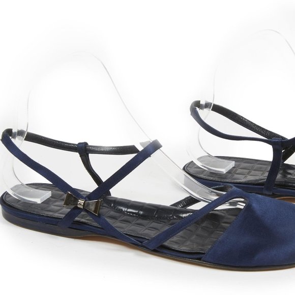 CHANEL SANDALS in navy satin - Picture 4 of 4